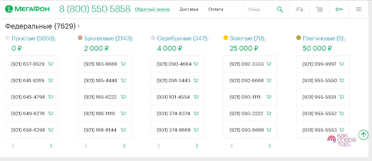 Местные номера мегафона это какие