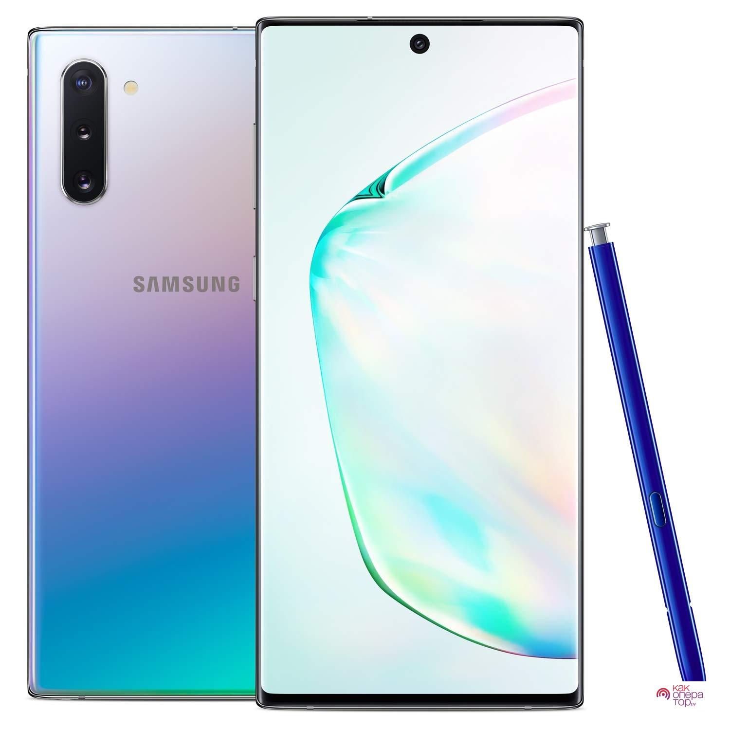 Samsung Galaxy Note 10 Factory Unlocked Cell Phone with 256GB (U.S. Warranty), Aura Glow (Silver) Note10